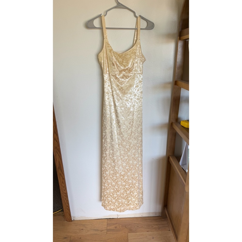 Lori Ann Montreal Maxi Dress 4 Cream Floral Open Back‎ Jacquard 65603 (2072)